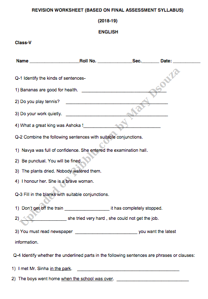 CBSE Class 5 English Practice Worksheets 
