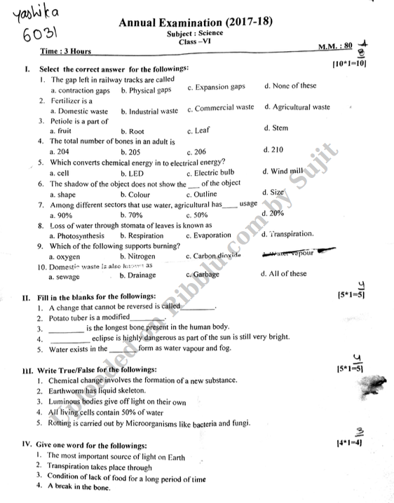 CBSE Class 6 Maths Question papers for Session 2021-22