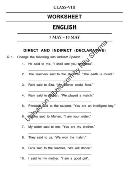 CBSE Class 8 English Grammar Exercises With Answers