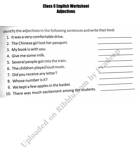 Exercises On Adjectives For CBSE Class 6 With Answers