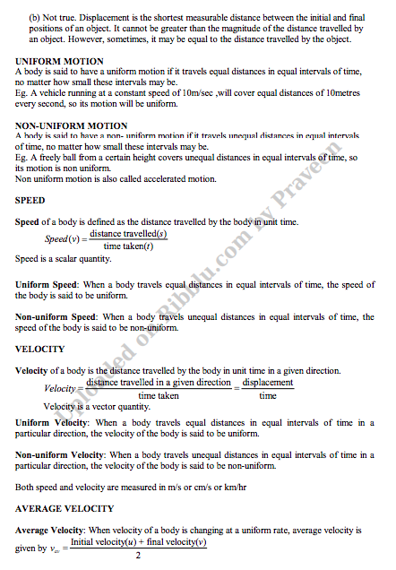CBSE Class 9 Physics Notes for Session 2021-22