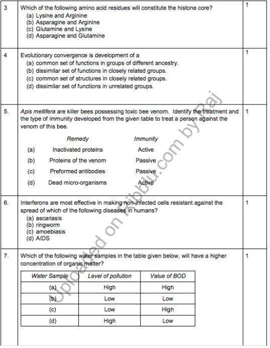 Biology MCQ Questions for Class 12 with answers