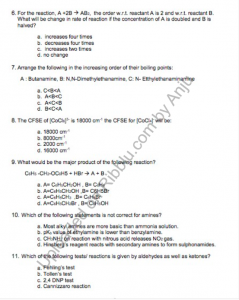 Chemistry MCQs for Class 12 Chapter Wise with Answers