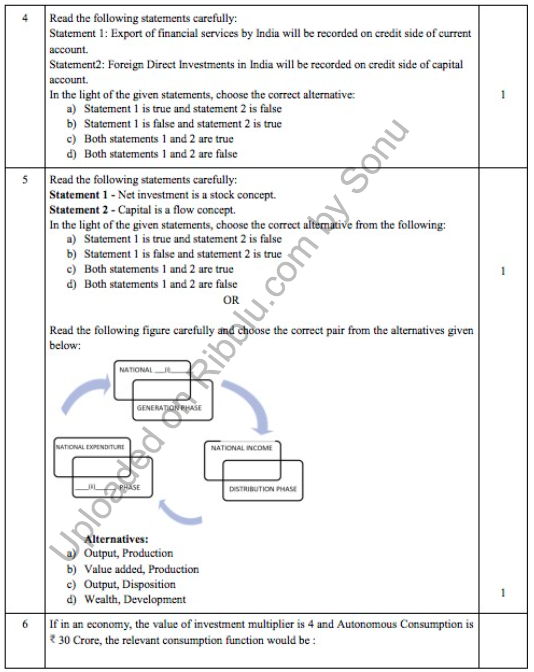 Class 12 Economics MCQ Questions with answers