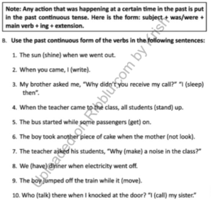 Tenses Exercises for CBSE Class 7 in PDF format