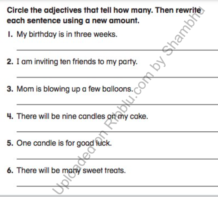 Adjective Worksheets for Class 2 in PDF Format