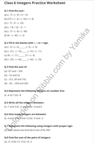 case study questions for class 6 maths integers with answers