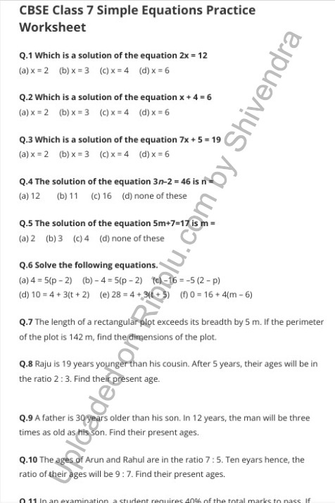 simple equations case study class 7