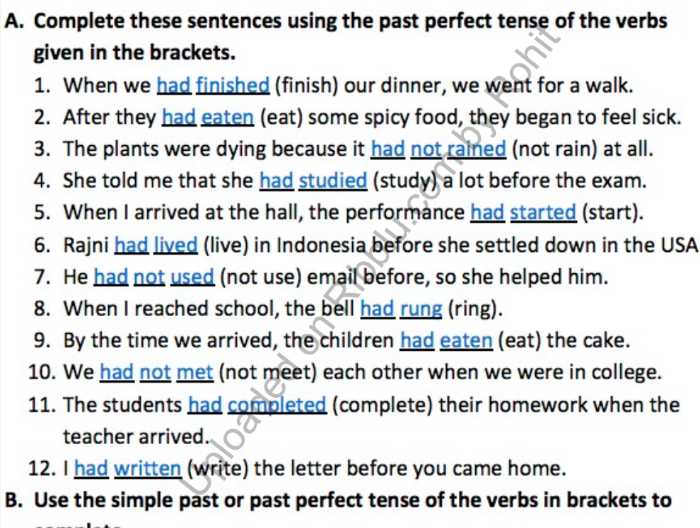 Do As Directed Tenses Exercises For Class 8