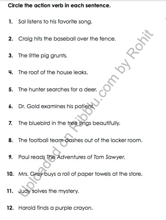 Verb Worksheets for CBSE Class 5 in PDF Format