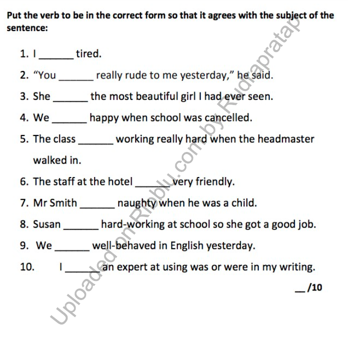 Verb Worksheet For Class 2 With Answers