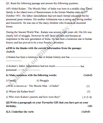 English Unseen Passages for Class 3 with Questions and Answers in PDF
