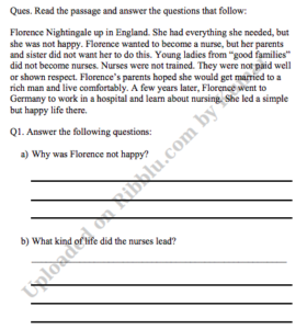 Unseen Passages for Class 4 English with Answers